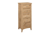 Havencrest 5 Drawer Tall Boy Chest Oak - Pendle Village Furniture